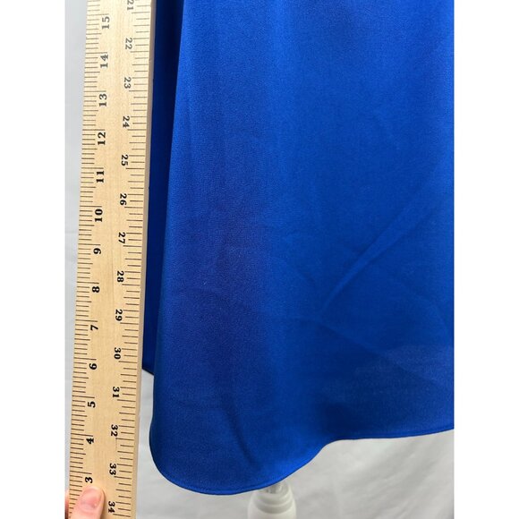 APT. 9 Women's One Shoulder Embroidered Ruffle Dress Blue Lined Royal Sz M NWT - Picture 4 of 14